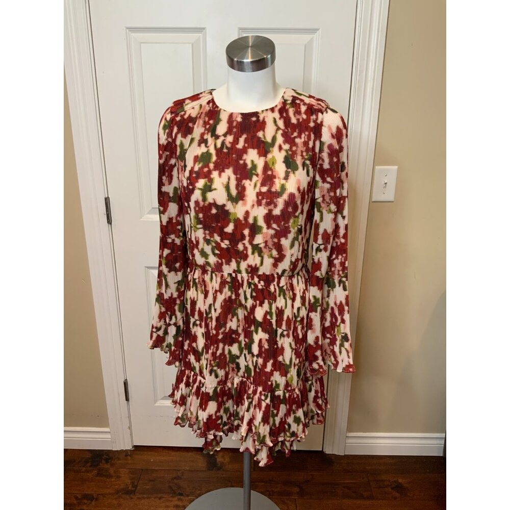 BCBG Max Azria Abstract Floral Accordion Pleated Mini Dress NWT $298, Size 6 - Picture 2 of 7